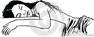 Woman Napping Vector Illustration Cartoon Illustration