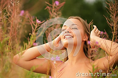 Woman in nature Stock Photo