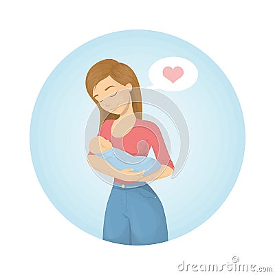 Woman with newborn. Vector Illustration