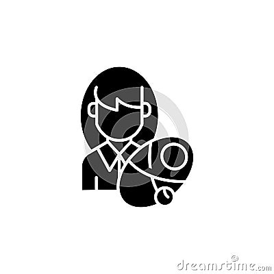 Woman newborn black icon concept. Woman newborn flat vector symbol, sign, illustration. Vector Illustration