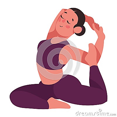 woman in noose yoga position Vector Illustration