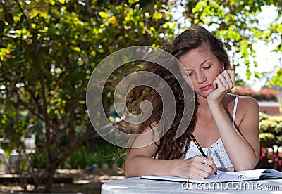 Woman with notebook Stock Photo