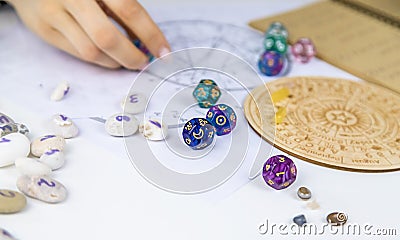 Woman numerologist astrologer counts numbers. Selective focus Stock Photo