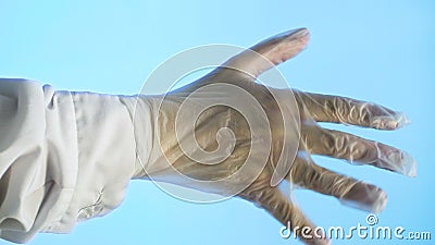 Woman Nurse Doctor wearing Latex Medical gloves in hospital. Stock Photo