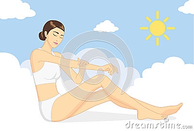 Woman nurture skin at day Vector Illustration