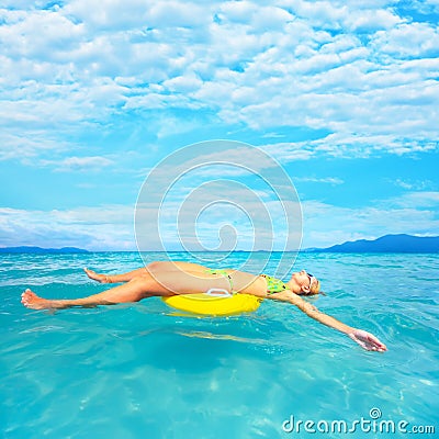 Woman and ocean Stock Photo