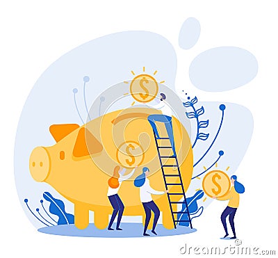 Efficient Business Team, Working on Common Result Vector Illustration