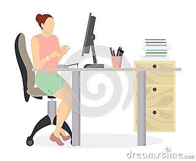 Woman in office. Vector Illustration