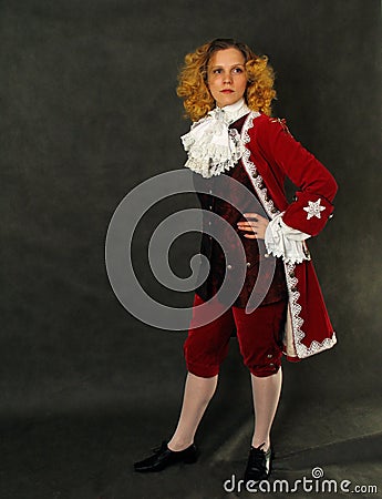 Woman in old-fashioned french clothes Stock Photo