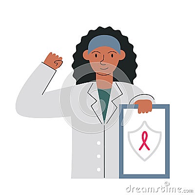 Woman oncologist holding mammography cancer result Vector Illustration