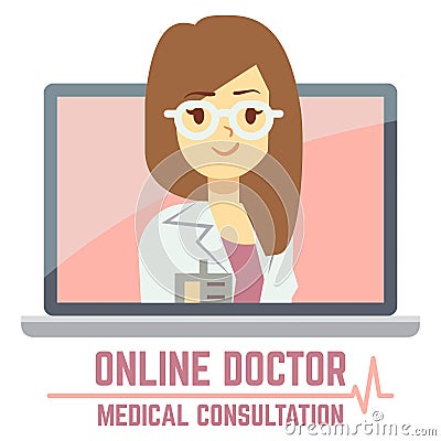 Woman online doctor consultation concept design Vector Illustration