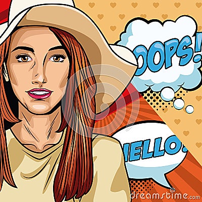 Woman with oops bubble pop art Vector Illustration