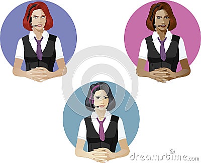 Woman in operator uniform technical support expert Vector Illustration