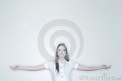 Woman with outstretched arms Stock Photo