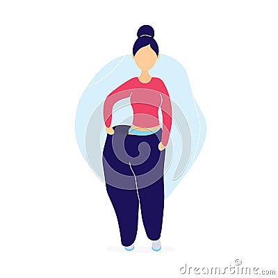 Slim woman in oversized pants Vector Illustration