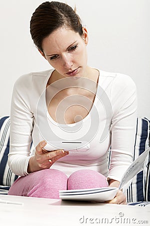 Woman with ovulation prediction kit Stock Photo