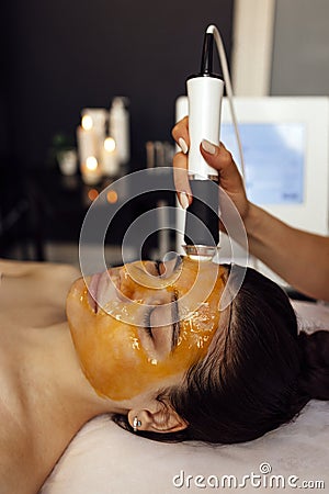 Woman during the oxygen mesotherapy procedure at the beauty salon Stock Photo