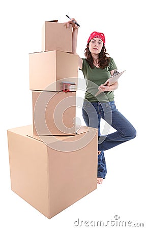 Woman Packing Stock Photo