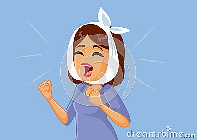 Woman in Pain Suffering Severe Toothache Vector Illustration