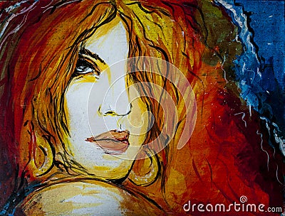 Woman painted portrait Stock Photo