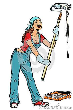 Woman painter isolate on white background Vector Illustration