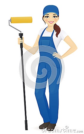 Woman painter with roll Vector Illustration