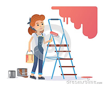 Woman painter Vector Illustration