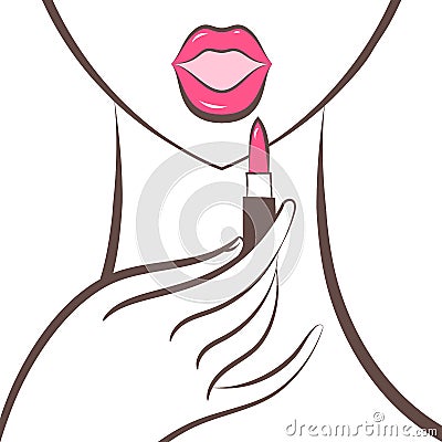 Woman paints lips Vector Illustration