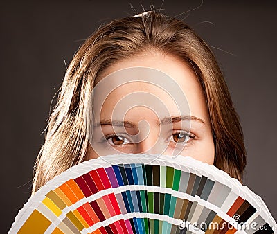 Woman with pantone Stock Photo