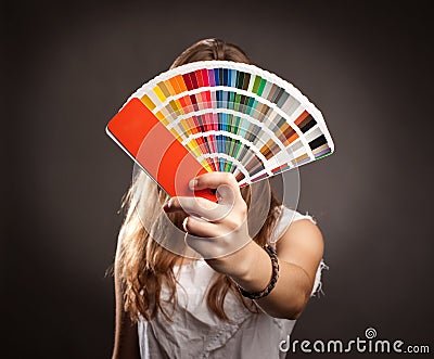 Woman with pantone Stock Photo