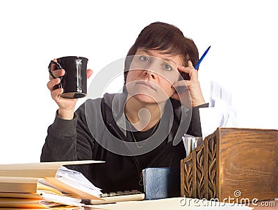 Woman paying bills Stock Photo