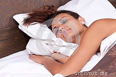 Woman is peacefully sleeping Stock Photo