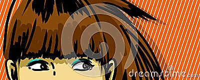 Woman peeking out Vector Illustration