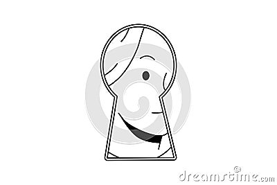 Woman peep in keyhole look for secret Vector Illustration