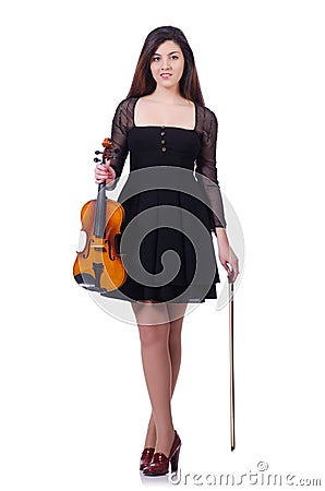 Woman performer playing violin Stock Photo