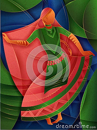 Woman performing Kalbelia folk dance of Rajasthan, India Vector Illustration