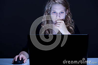 Woman persecuted on internet Stock Photo