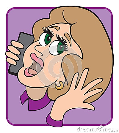 Woman on Phone Vector Illustration