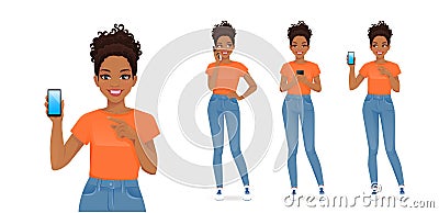 Woman with phone Vector Illustration