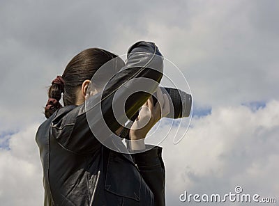 Woman photographer Stock Photo