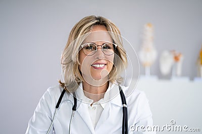 Woman Physician Doctor Video Conference Call Stock Photo