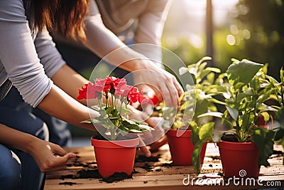 Woman picking plant agriculture gardener flower farmer Stock Photo