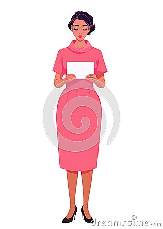 Woman in pink business dress Vector Illustration