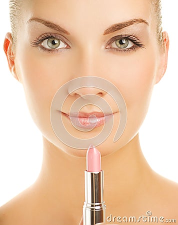 Woman with pink lipstick Stock Photo