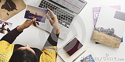 Woman Planning Schedule Trip Vacation Concept Stock Photo