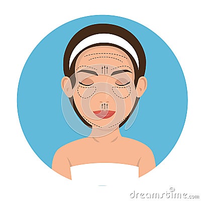 Woman plastic surgery process Vector Illustration