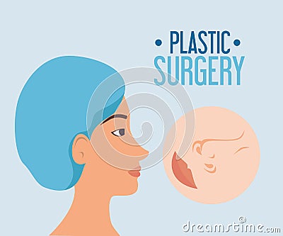 Woman plastic surgery process Vector Illustration