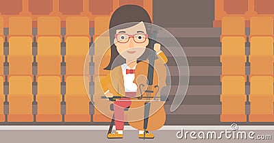 Woman playing cello. Vector Illustration