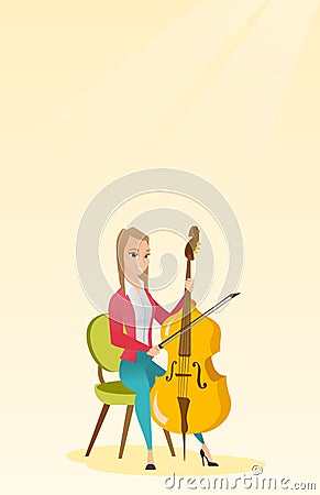Woman playing the cello vector illustration. Vector Illustration