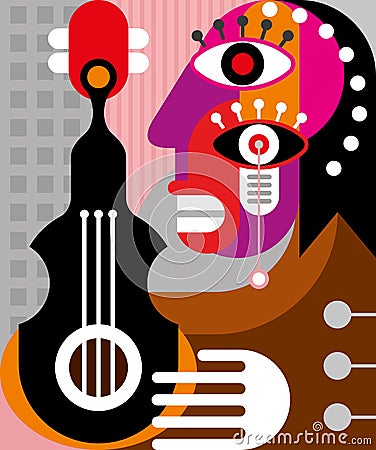 Woman playing guitar - vector illustration Vector Illustration